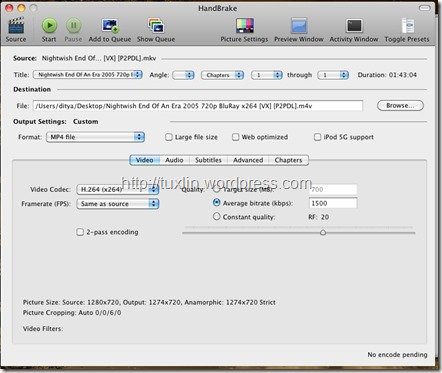 Tampilan Handbrake