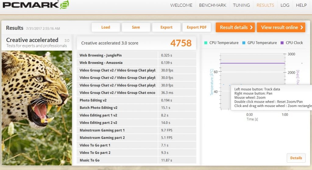 Benchmark PCMark Asus Zenbook Pro UX550