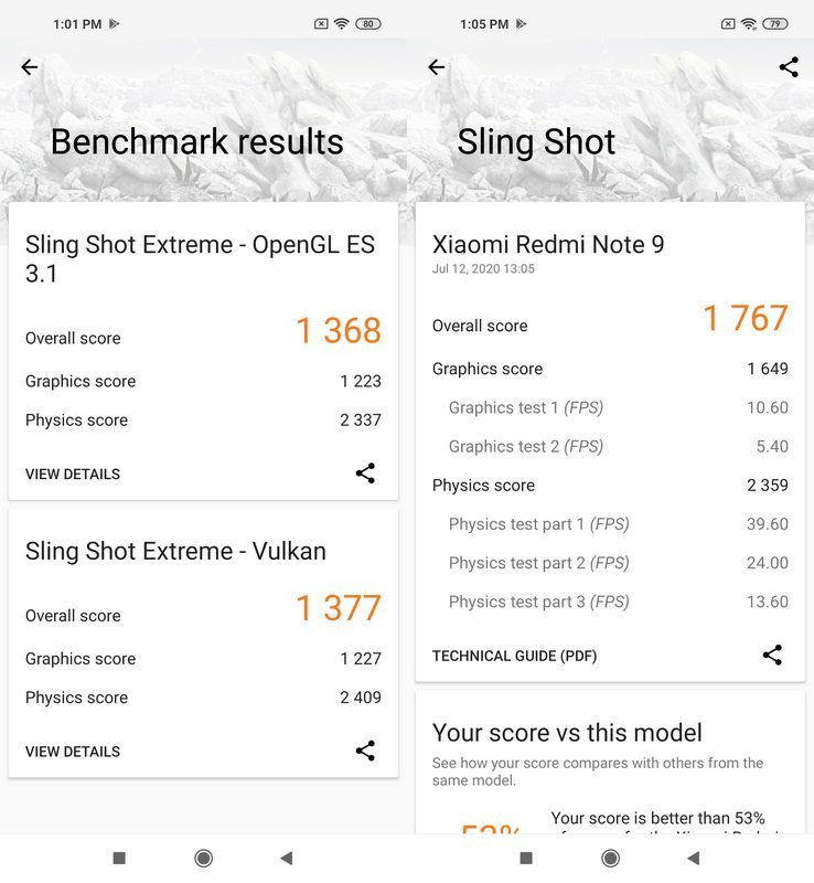 Benchmark 3DMark Xiaomi Redmi Note 9