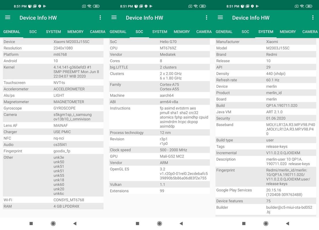 Device Info HW Xiaomi Redmi Note 9